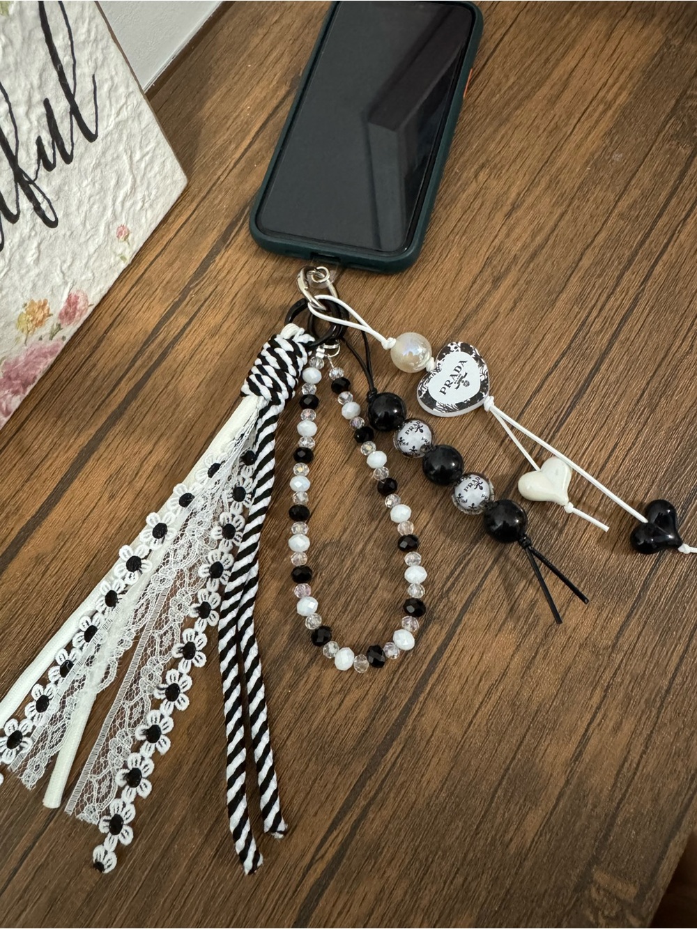 Black & White Phone/Key/Bag Chain #P1119 - Picture 10 of 10